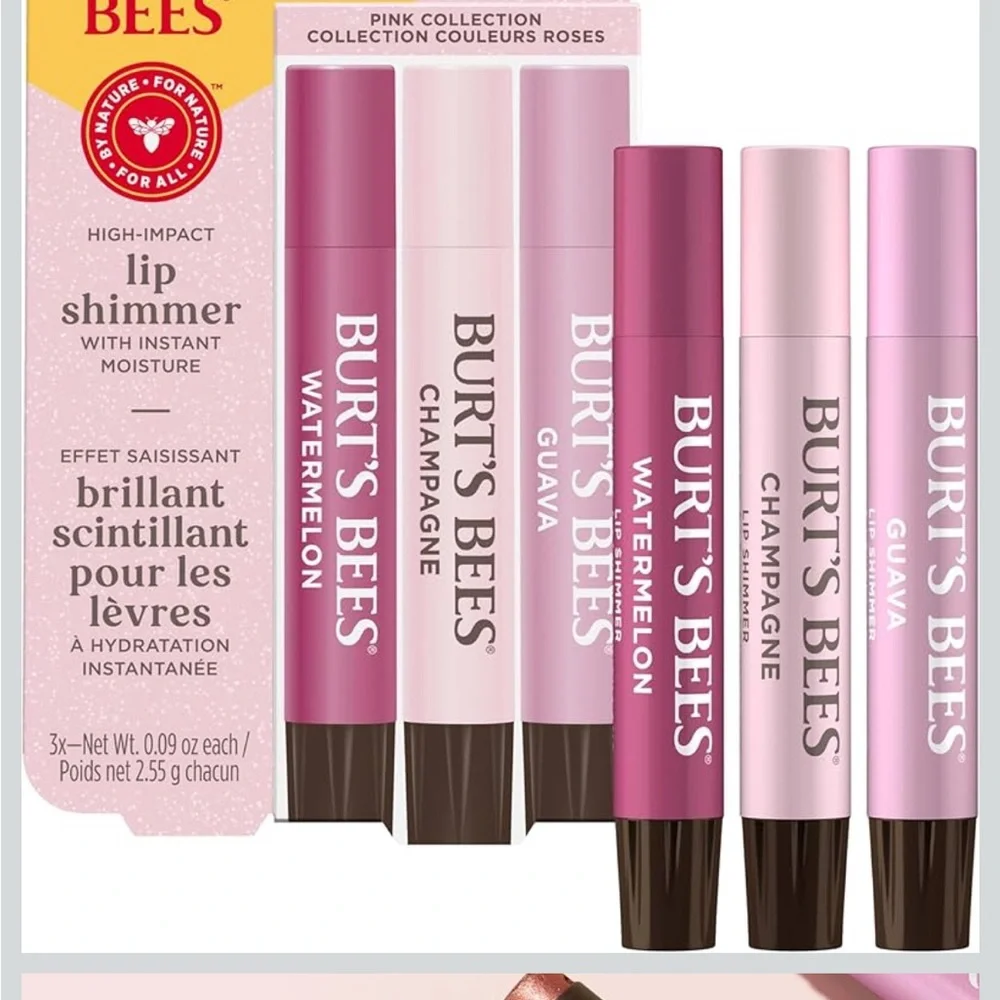 Burt's Bees Lip Shimmer Trio - Watermelon, Champagne, Guava